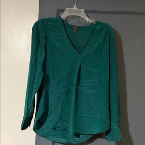 J. Crew Teal V-Neck Blouse